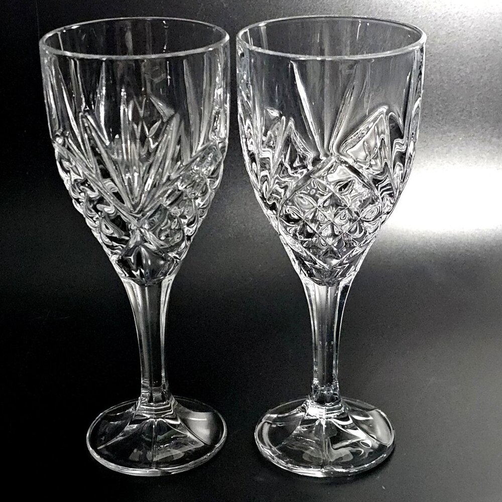 2 Godinger Dublin Water Goblets 8" Shannon Cut Crystal fine wine glasses